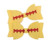 minkissy 2pcs Football Hair Clips for Girls Adorable Decorative Bows Comfortable Fit for Game Days and Parties Glitter Material Sport Theme Hair Accessories