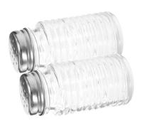minkissy 2pcs Glass Salt and Pepper Shakers Set, Small Refillable Spice Dispenser Bottles for Kitchen Cooking and Home Dining Random Style