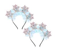 minkissy 2pcs Glitter Snowflake Headbands for Women Comfortable Holiday Hair Hoops Festive Winter Hair Accessories for Christmas Party Events