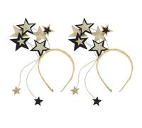 minkissy 2Pcs Glitter Star Sequin Headbands for - Black and Gold Five-Pointed Star Hairbands, Sparkling New Year’S Eve Party Headwear, Festive Hair Accessories for Birthdays and Holidays