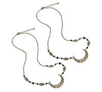 minkissy 2pcs Goddess Headpiece Crystal Bead Hair Accessories Bridal Headband Forehead Chain for Fairy Ladies