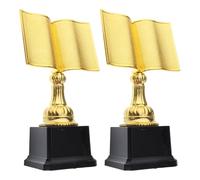 minkissy 2pcs Gold Book Shaped Plastic Trophies, Large Reading Award Trophies Elegant Design, Keepsake for School Reading Contest and Award Ceremony