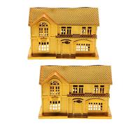 minkissy 2pcs Golden Plastic Ancestral Tribute Houses for Qingming Festival Ancestor Worship Ritual Supplies Traditional Tomb Sweeping Day Sacrificial Accessories