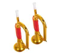 minkissy 2pcs Golden Plastic Trumpet for Stage Performance and Party Cheerleading Noise Maker Bugle with Realistic Design Lightweight and Musical Instrument