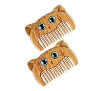 minkissy 2pcs Green Sandalwood Comb for Hair Cat Grooming Tool Fine Tooth Wooden Combs for Women and Beard Care