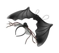 minkissy 2pcs Halloween Party Decorations Bat Wings Spiderweb Headband Black Demon Vampire Cosplay Costume Accessories for Adults Fancy Dress