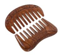minkissy 2pcs Hand Carved Black Sandalwood Wide Tooth Comb Wooden Scalp Massager with Smooth Surface Gentle Detangling Brush for Women and Men Dual Shape Round and Square Hair Scraping