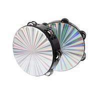 minkissy 2pcs Handheld Double Row Tambourine Drum Crisp Sound Quality Percussion Instrument for Parties Dance Performances and Musical Activities Easy to Learn for All Ages
