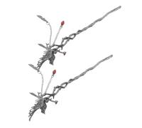 minkissy 2pcs Handmade Gothic Crow Hairpin with Tassels Black Alloy Vintage Hair Stick for Women Lightweight Chinese Traditional Hair Accessories for Parties and Festivals