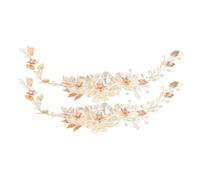 minkissy 2pcs Handmade Pearl Wedding Hair Vine Rhinestone Crystal Bridal Headband for Women and Lightweight Floral Leaf Hairpiece for Bride Elegant Keepsake Accessory