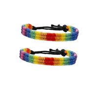 minkissy 2pcs Handwoven Rainbow Wrist Chains Colorful Lesbian Gay Bracelets Durable Stylish Wristbands for Lgbtq Pride for Couples Friendship