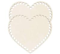 minkissy 2pcs Heart Shaped Wooden Bag Bottom for DIY Crochet Basket Making