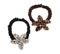 minkissy 2pcs High Elasticity Rhinestone Hair Ties with Chic Sea Star Crystal Embellishments Elastic Ponytail Holders for Women Summer Beach Hairstyles White
