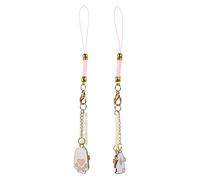 minkissy 2pcs Japanese Style Sakura Bunny Phone Strap Keychain Set with Cat Paw and Rabbit Pendants Kawaii Mobile Phone Hanging Decoration for Cellphone Accessories Cute for Women
