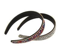 minkissy 2pcs Jeweled Headbands Stylish Hair Accessories for Women Wide Fashion Hair Bands for Parties Spa Days and Everyday Wear