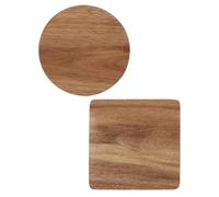 minkissy 2pcs Khaki Synthetic Material Tea Coasters with Heat Insulation and Water Droplets Prevention for Household and Kitchen Use, Creative Square round Wood Cup Mats for Home Decor
