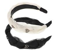 minkissy 2pcs Knotted Wide Headbands for Women Stretchy Soft Hair Bands Lightweight Elastic Hair Accessories in Black and Beige for Yoga Casual and Formal Wear