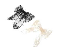 minkissy 2Pcs Lace Hair Bow Clips Black White Bowknot Hairpins for Women Secure Hold for Thick Thin Hair Lightweight for Daily Office Outings