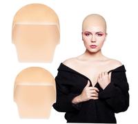 minkissy 2pcs Latex Bald Caps for Adults and Stretchable Lightweight Bald Head Wig Caps for Cosplay Costume Accessories Durable Tear Resistant Headwear for Stage Plays and