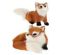 minkissy 2Pcs Lifelike Foxes Model Realistic Animal with Vivid Design Decorative Ornaments for Home Decor and Micro Landscape Display