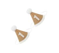 minkissy 2pcs Linen Birthday Party Hats for Creative Forest Style Birthday Caps with Cute Pom and Comfortable Party Supplies for Year Old and Boys Celebration