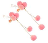 minkissy 2pcs Little Girls Peach Tiara Hair Clip Decorative Hair Accessories Tassel for Boys and Girls for Curls for Teens