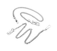 minkissy 2pcs Metal Pocket Watch Chains in Silver for Pants with Craftsmanship and Vintage Style for DIY and Everyday Accessories