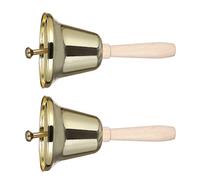 minkissy 2pcs Metal Service Bell with Wooden Handle Loud Ringing Hand Bell for Weddings Parties and Educational Use for Santa Claus Decoration and