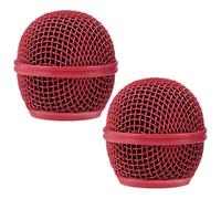 minkissy 2Pcs Mic Grille Replacement for Enhanced Microphone Protection Durable Mesh Grill Heads Convenient to Replace Compatible Similar Models Red