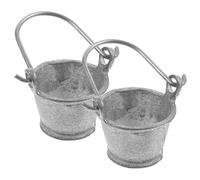 minkissy 2pcs Mini Alloy Buckets for DIY Micro Landscape and Mini Kitchen Supplies Model with Rounded Edges Realistic Design for Dollhouse Decoration and Creative Crafting