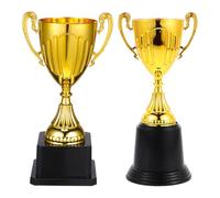 minkissy 2pcs Mini Gold Trophy with Stable Black Base, Plastic Material, Elegant Design for Corporate Events and Display on Desks or Shelves, Miniature Award for Competitions and Personal
