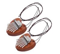 minkissy 2pcs Mini Kalimba Thumb Piano Portable 8-tone Wooden Heart-shaped Finger Instrument for Music Creation, Gatherings Gifting