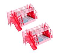 minkissy 2pcs Miniature Doll Bunk Bed for Dolls Realistic Double-deck Dollhouse Bedroom Furniture Stackable Play for Creative Role Play and Family Bonding