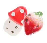 minkissy 2pcs Mushroom Shaped Ocarina Instruments for Beginner Musical Red Strawberry Colors for Early Music Learning and Family Bonding
