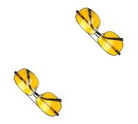 minkissy 2pcs Night Driving Sunglasses Metal Frame Polarized Anti-glare Glasses for Men Women with Enhanced Clarity and Glare Reduction