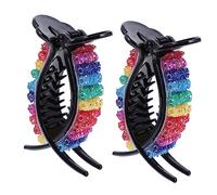 minkissy 2pcs Non-slip Claw Clip Hair Headwear Rhinestone Hair Clips for Retro Female Accessories