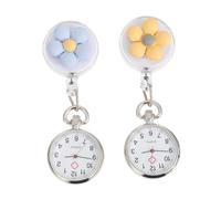 minkissy 2pcs Nurses Pocket Watch Clip-on Watch with Large Black Arabic Markers and Quartz Movement Zinc Alloy Stylish Simple Design Birthday Gift for Nurses and Doctors