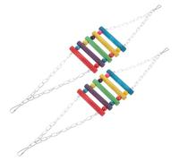 minkissy 2pcs Parrot Rope Bridge Bird Hanging with Wood Perches, Colorful Parakeet Swing for Cage, Chewing and Climbing Activity for Budgies and Small Birds
