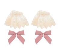 minkissy 2pcs Pink Lace Bow Wrist for Women, Elegant Lolita Style | Lace Cloth Finish, Charming Bow Detail, Halloween Costumes and Balls, Versatile Match with Comfortable Wear