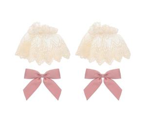 minkissy 2pcs Pink Lace Bow Wrist for Women, Elegant Lolita Style | Lace Cloth Finish, Charming Bow Detail, Halloween Costumes and Balls, Versatile Match with Comfortable Wear