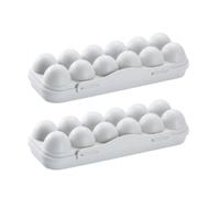 minkissy 2pcs Plastic Egg Storage Containers for Fridge with 12-grids Stackable Design and Strong Lid Cover Prevent Egg from Colliding and Breaking for Home Use