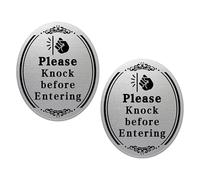 minkissy 2pcs Please Knock before Entering Plate Door Sign Stick-on Sign Waterproof Black Pvc to Apply Door Sticker for Bedroom