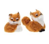minkissy 2pcs Plush Fox Figurines Cute Mini Simulation Fox for Christmas Decoration Soft Artificial Stuffed Animals for Home Office Decor