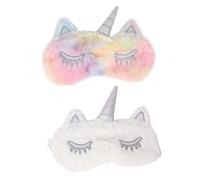 minkissy 2Pcs Plush Unicorn Eye Masks Soft Blindfolds for Sleeping Cute Plush Sleeping Covers Lightweight Eye Patches for Travel Meditation and Napping Blocks Light for Restful Sleep
