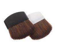 minkissy 2Pcs Portable Professional Makeup Brush Soft Dense Horsehair Blush and Foundation Brushes Lightweight Handle for Precise Face Blending White and Black
