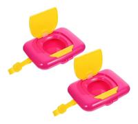 minkissy 2pcs Portable Wipes Box Wipes Case Pp Silicone Easy One-Hand Use Wide Opening Can be Hung for Diaper Bag and Kiddie Carts