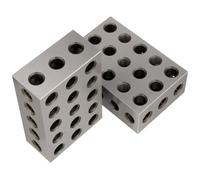 minkissy 2pcs Precision Steel 123 Blocks Metric Milling Machine Block 5 Threaded 3/8-16 Unc Cross Drilled Holes Portable Light Weight for Machinists and Woodworkers Calibration