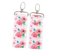 minkissy 2pcs Printed Pouch Stylish Lipstick Holder Strap Key Ring Bags Rose for Lip Glosses Essential Oil Rollers and More