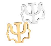 minkissy 2pcs Psi Symbol Brooch Alloy Psychology Pin Clips Durable Electroplated Badge Accessories for Clothing Bags Stylish Fashion Pins for Women