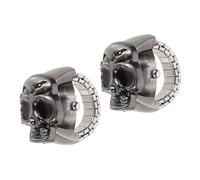 minkissy 2pcs Punk Skull Ring Watch Vintage Flip-Open Cover Watch for Men Women Finger Cool Analog Style